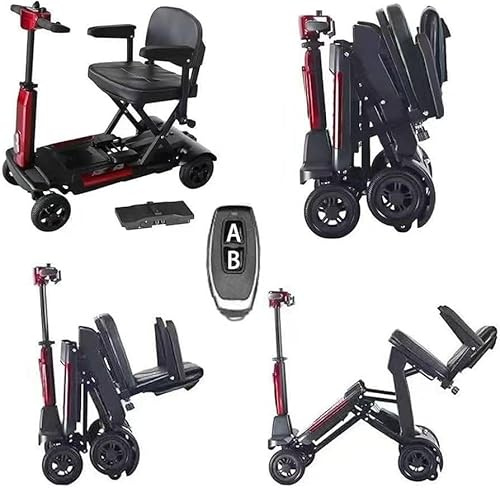 Automatic Folding Mobility Scooter, 22 KG Super Lightweight, Folding Travel Scooter, Electromagnetic Brake, Aluminium Frame,180W Brushless Motor, Arm Rest, 20KM Removable Battery Remote Control