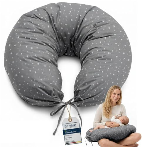 furora BABY Stillkissen Seitenschläferkissen, XXL Schwangerschaftskissen | 190cm groß, ergonomisch weich: entspannt füttern, Arme & Rücken entlasten, Bezug 40°C waschbar - Nursing Pregnancy Pillow