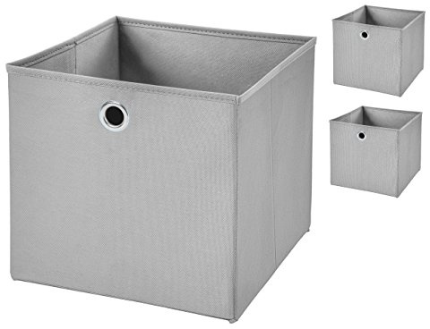 Stick&Shine 3x Aufbewahrungs Korb Hellgrau Faltbox 32 x 32 x 32 cm Regalkorb faltbar
