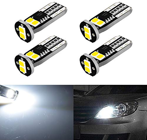 KATUR 450 Lumens T10 CanBus LED Ampoules 3030 Jeu de puces 194 168 175 2825 Intérieur de la Voiture Dôme Carte Feu de Position latéral de la Plaque d'immatriculation Lumières Blanc12V (Pack de 4)