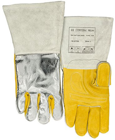 WELDAS Schweißhandschuhe, aluminisiert, hitzeresistent, 10–2755, Größe: L & XL (9,5 (XL)