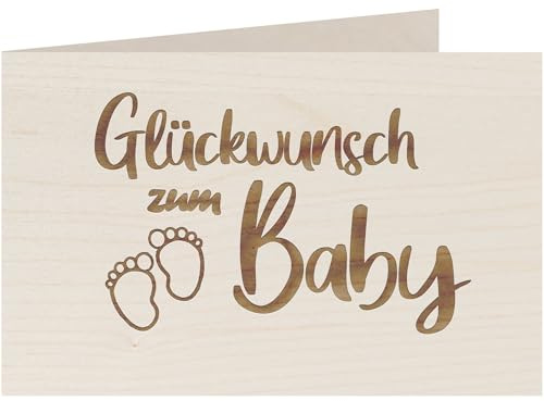 myZirbe Holzkarte - Glückwunsch zum Baby Füße - 100% handmade in Österreich - Postkarte, Geschenkkarte, Grußkarte, Klappkarte, Karte, Einladung, Holzart:Ahorn