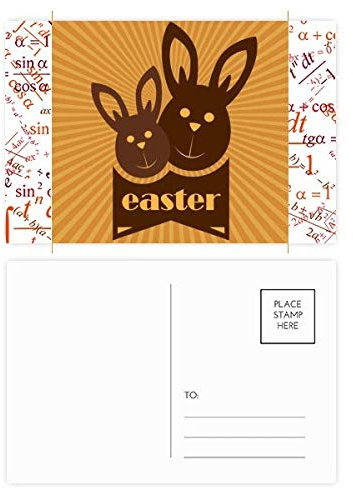 Ostern Religion Festival Brown Bunny Pattern Formula Postkarten-Set, Danksagungskarte, Mailing Seite, 20 Stück