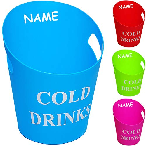 alles-meine.de GmbH großer XL - Eiseimer/Getränkekühler - Cold Drinks - bunter Farb-Mix - 33 cm - 9 Liter - inkl. Name - aus Kunststoff/Plastik - Sektkühler - Flaschenkühler ..