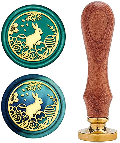 craspire Wachs-Siegel-Stempel Kaninchen, Osterhase Siegelwachsstempel Tier Retro Messingstempel Wachssiegel 25 mm Abnehmbar Messingkopf Holzgriff Für Umschlag Einladung Hochzeit Verschönerung