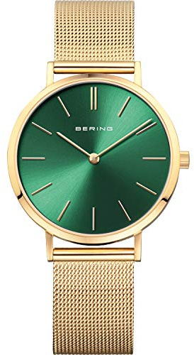 Bering Damen Quarz Uhr | Armbanduhr 34 mm Edelstahlgehäuse und Zifferblatt | Milanaisearmband | Saphierglas | 3 ATM | 14134
