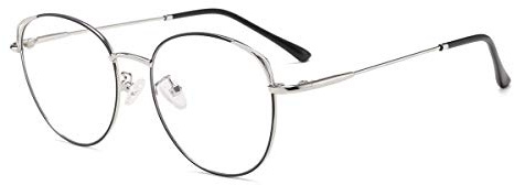 Gafas de Luz Anti Azul con Bloqueo UV - Filtro de Luz Azul para Computadora y Pc Gaming - Marco Metal Negro y Plateado para Mujer y Hombre