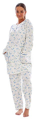 Malay Ladies Winter Pyjama Set Floral Long Sleeve Button Thermal Warm Soft Loungewear