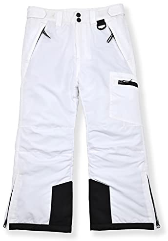 Arctic Quest Insulated Ski and Snow Pants for Boys and Girls, Water Resistant Trousers for Kids White
