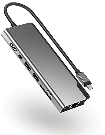 ALOGIC Puerto de Doble Pantalla USB-C 4K; Entrega de energía de 100 W; 2X USB-A; USB-C; HDMI; Mini DisplayPort; Ethernet; Lector de Tarjetas SD y Micro-SD; Ultra Dock Plus Gen 2 8 en 1.