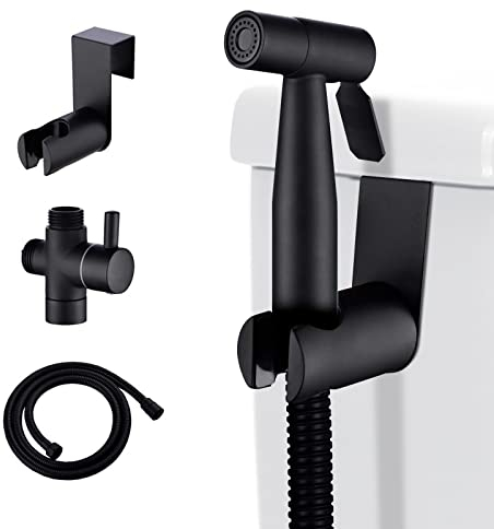LOSCHEN Bidet Wandspray-Kit für Toilette,Hand Sprayer WC Befestigung Edelstahl für Haustier Bad/persönliche Hygiene/Badezimmer (schwarz)