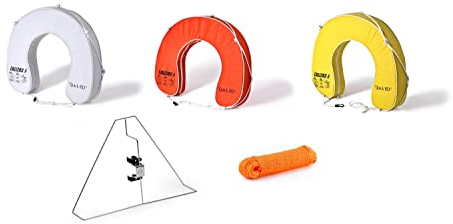 wellenshop Set Hufeisen Rettungsring, Hufeisenring inkl. Halterung und Sicherungsleine Farbe Orange