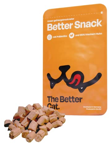 The Better Cat - Gefriergetrocknete Katzen Leckerlies 50g | 95% schmackhaftes Huhn (Monoprotein) mit Präbiotika, ohne Getreide, ohne Zucker, ohne Füllstoffe | Premium Snack für Katzen