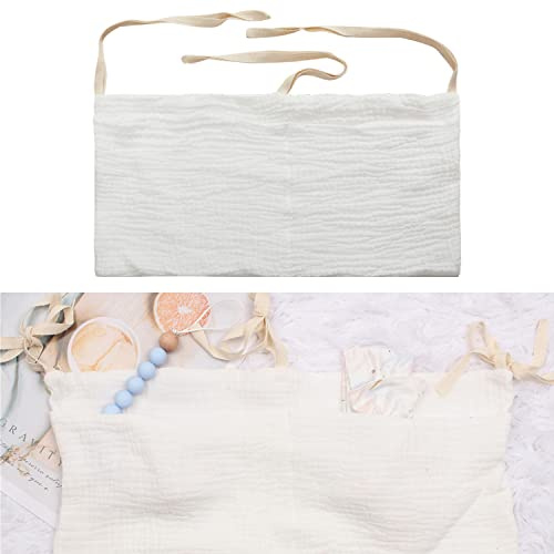 1 Stück 39 * 20 cm Kinder-Organizer zum Aufhängen am Bett, Doppeltaschen, Aufbewahrungstasche zum Aufhängen für Kleidung, Windeln, Spielzeug (Weiß)