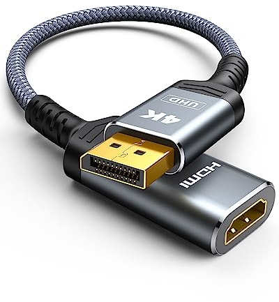 Highwings DisplayPort auf HDMI Adapter 4K, DP auf HDMI Monitor Vergoldeter Stecker Monitor Unidirektionaler Kampatibel für Desktop/Laptop, HP, Dell, AMD usw