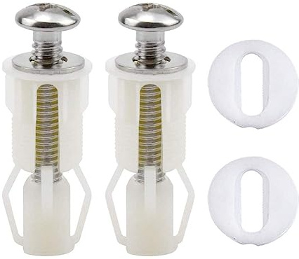 Viti per Sedile WC,2 PCS Cerniere per Sedile WC Fissaggi per Fori Ciechi Raccordi per Sedile del WC in Gomma Espandibili Universali Viti per Coperchio WC