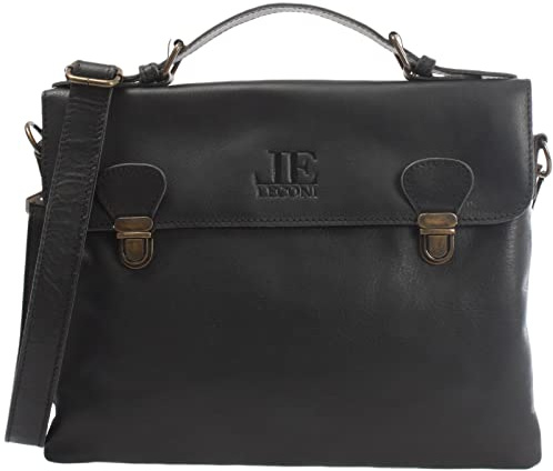LECONI kleine Umhängetasche für Damen und Herren Schultertasche Ledertasche aus Büffel-Leder mit Überschlag natur Frauen Männer vintage Look unisex retro Leder 32x26x5cm LE3079