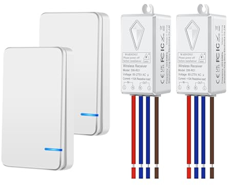 NineLeaf Tragbarer Mini-Funkschalter-Kit für LED-Lampen mit Fernbedienung Drahtloser Empfänger Keine Verkabelung Keine Batterie erforderlich (2Schalter 2Empfänger)