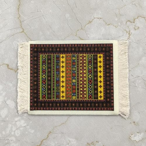 SYSUII Orientalischer Mini Teppich Mauspad aus Textilgewebe mit Quaste, 13 * 9CM, für den Schreibtisch