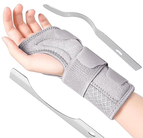 MILAIUN Handgelenk Bandagen mit Metallschiene Stabilisator Verstellbare Tag Nacht Handgelenkstütze für Männer Frauen Handbandage Handgelenk für Tendinitis Arthritis (S/M, Rechte Hand,Grau)