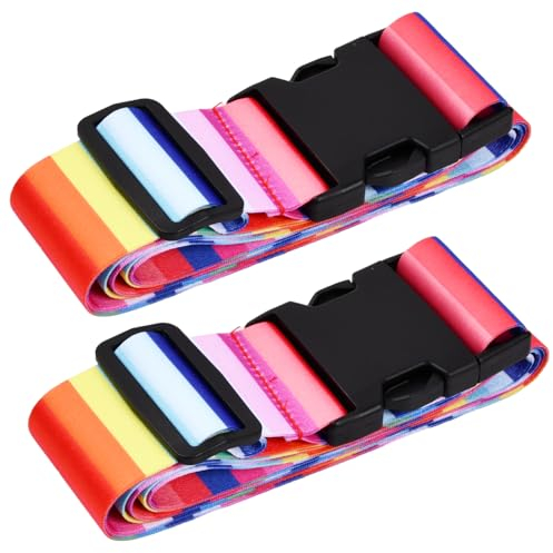 Cozlly 2 Stück Koffergurt Kofferband Gurt, Bunt Kofferband Verstellbare Gepäckgurte, Koffer Gepäckgurte, Reisegepäckgurte mit Schnellverschluss-Schnalle, Gepäckgurt für Reisetasche Koffer