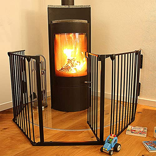 XUANYU Barrières de Protection Hauteur 75 cm/29,5 Barrière de Sécurité, Parc Chiots Pliable, Clôture Métallique avec Porte, Clôture Mobile en Métal Kit, Enclos avec Porte (310 cm/10,17 FT Noir)