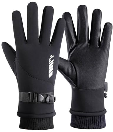 Latex Gag Extreme Winter Gloves for Outdoor Riding, Warm, Touch Screen, SMS, Non-Slip Gloves, Windproof, Warm, Sports Work Gloves for Cold Weather (no electricity) (Black, One Size)