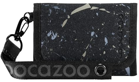 Coocazoo Geldbörse „Reflective Splash”, schwarz-grau, Portemonnaie mit Sichtfenster innen & außen, recyceltes Polyester, Münzfach & Kartenfächern, Klettverschluss, ab der 3. Klasse
