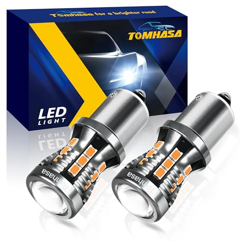 Tomhasa 1156 LED Bulbs for Turn Signal Light, Amber Yellow 1141 1003 7506 BA15S LED Replacement Bulbs for Front Rear Turn Signal Light Blinker、Side Marker Lights, Pack of 2