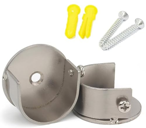 Yerleomit 2 Stück Vorhangstangenhalter Gardinenstangen Halterung Gardinenstange Halter, 28mm Metall Gardinenstange Halterung Wandhalterung Rundrohr Halterung Vorhangschienen Silber