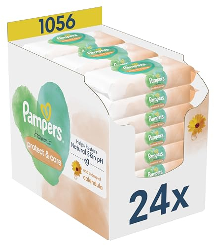 Pampers Harmonie Protect & Care Baby Feuchttücher, 24 x 44 stück, die helfen, den natürlichen pH-Wert der Haut wiederherzustellen, 1056 Feuchttücher