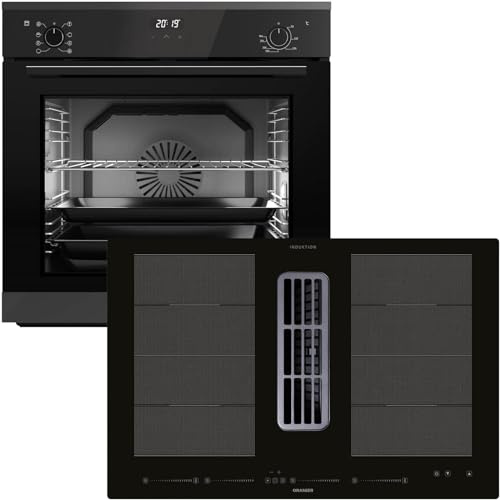 Oranier Backofen Set EBS420 Einbau autark - 9 Funktionen & Flächen-Induktion 80 cm mit Dunstabzug KFA690-4 Kochzonen & Multi-Slider-Steuerung