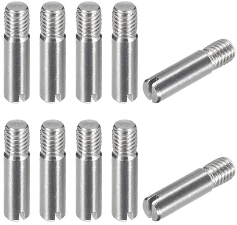 sourcing map 10 Stück M5 x 20mm geschlitzter zylindrischer Stift aus 304 Edelstahl, Außengewinde, zur Positionierung von Möbeln und Schränken
