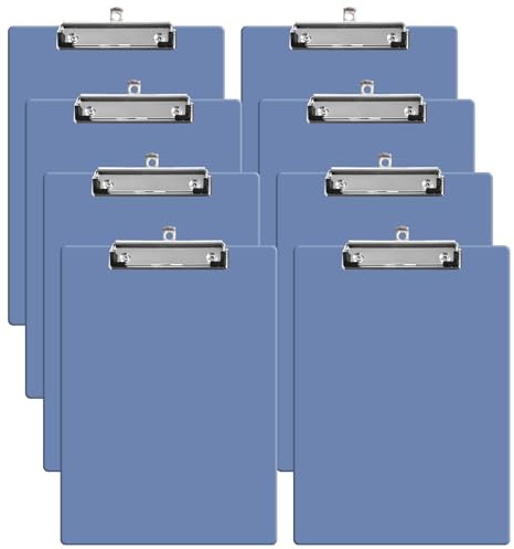 LDHHYH 8 Stück Kunststoff A4 Klemmbretter, Blau Klemmbrett A4 mit gummierter Metallklemme, Zwischenablage Schreibblock, Schreibblock für Schule, Zuhause