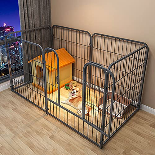 Hundelaufstall – Laufstall für Hunde, großer Hundelaufstall im Heimtierbedarf, robuster Welpenspielstall für Hunde, Katzen, drinnen/draußen, 6 Paneele (schwarz, 120 x 60 x 70 cm)
