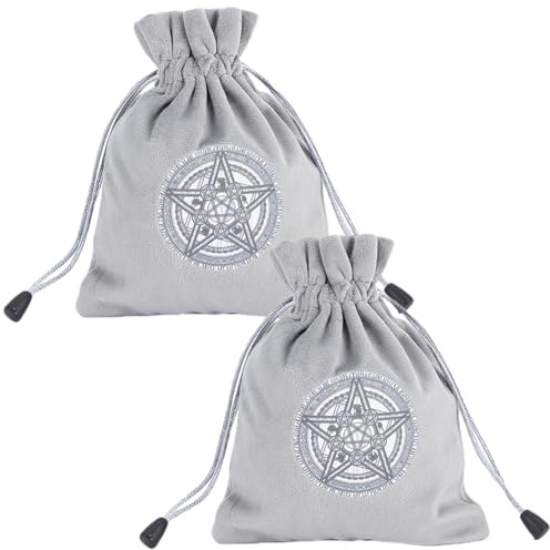 CREATCABIN 2 st tarotpåsar sammet tarotkort förvaringsväska påsar pentagram array hållare set runa med dragsträngar stor förpackning för tarotkort kristall smycken tärning present halloween 17,8 x