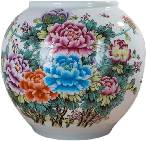 Vase en céramique bleu et blanc - Vase funéraire classique en céramique pour fleurs sèches - Décoration de maison, maison, mariage, salon, chambre à coucher, bureau