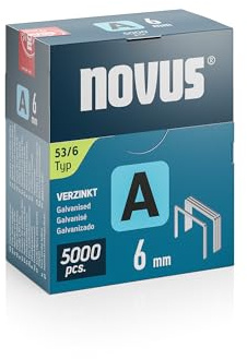 NOVUS TOOLS Feindrahtklammern Typ 53, 6 mm, 5000 Stück, Tackerklammern | Verzinkte Heftklammern zur Befestigung von Stoffen, Leder, Teppich, Maschendraht oder dünnen Metalletiketten