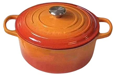 QTANZIQI Casserole Dish Cast Iron Braising Pan, Enamel Dutch Oven, Non Stick Enamel Coating, Good Sealing, Lightweight, for All Heat Source, Pot's Body Cast Iron Soup Pot Orange 24cm