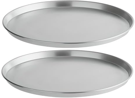 OCS Parts 10-Inch Round Aluminum Sizzler Platter | 2-Pack Professional Grade Oven Safe Serving Platter for Appetizers, Fajitas, Nachos, and Steak| Serving Platter for Home Kitchens or Restaurants