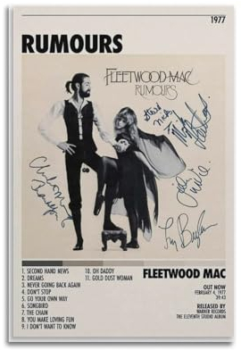 ydhgebn Fleetwood Mac-Poster, Wandkunst, Vintage-Poster, dekoratives Gemälde für Schlafzimmer, Wohnzimmer, ästhetisches, elegantes Poster, 30 x 45 cm, ungerahmter Stil