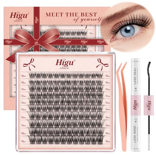 Higu clace Lash-Extension set 120 Stück Wimpernverlängerung Einzelne Wimpern mit Wimpernentferner Wimpernapplikatoren