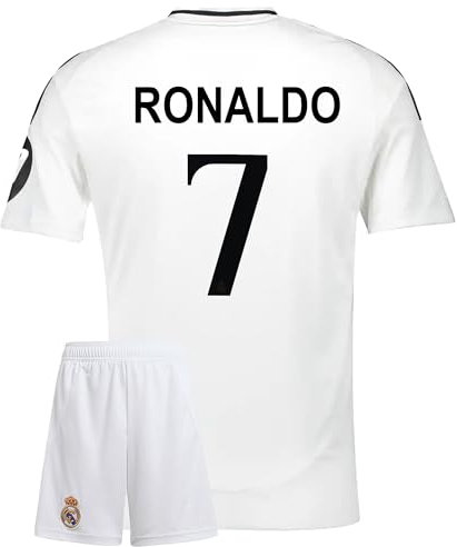 Gokaynex RNDO Real #7 Kinder Fußballtrikot, 2024 Neue Saison, Sporttrikot, Fußball-Trainingstrikots Mit Shorts (176, RNDO #7)