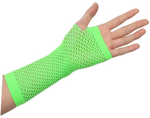 LIFKOME Jahre Neon Schmuckset Halsketten Armbänder Fingerlose Netz-handschuhe Beinstulpen Lichtgrün Für Party Kostüme