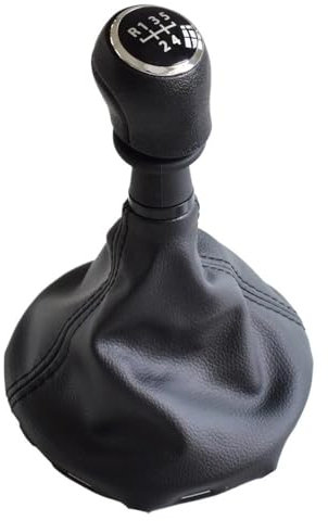 Siuku Auto Schaltknauf Kompatibel mit VW für Transporter T5 T5.1 T6 GP 2003-2011 Auto 5 6 Gang Schalthebel Schaltknauf PU Gamasche Boot Abdeckung(5 Speed-Black)