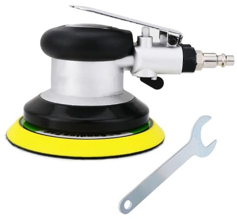 ZHONG AN Lijadora orbital neumática de 12,7 cm, lijadora neumática Daul Action con gancho y bucle de lijado para carpintería, carrocería de automóviles (plata)