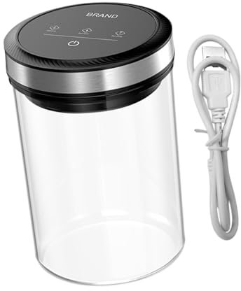 KESOTO Contenedor de Café Al Vacío, Tarro para Almacenamiento de Alimentos, Prensa Integrada, Claro, Individual