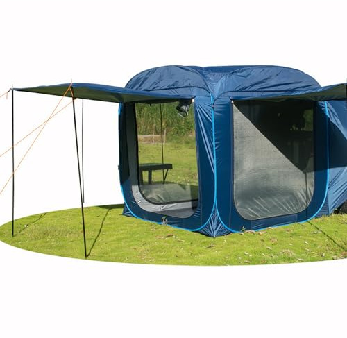 SUV campingtält, biltält kapacitet upp till 5–8, bilpresenning med myggnät, fordonsmonterad tält för camping vandring resor (mörkblå, 200 x 200 x 200 cm)