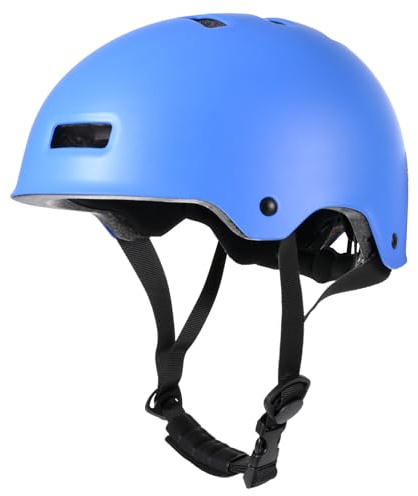 LOKJIJI Casco da bici regolabile per ragazzi ragazze giovani e adulti, Casco Protettivo per bambini per multisport skateboard monopattino bicicletta ciclismo pattinaggio (Blu, M)
