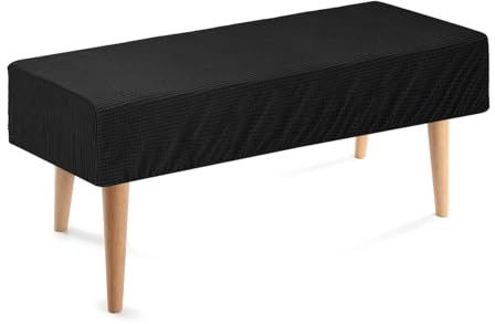 sourcing map Dining Bench Cover, Stretch Piano Long Bench Stool Slipcover, Rectangle Washable Seat Cushion Protector for Living Room, Bedroom and Kitchen, Black